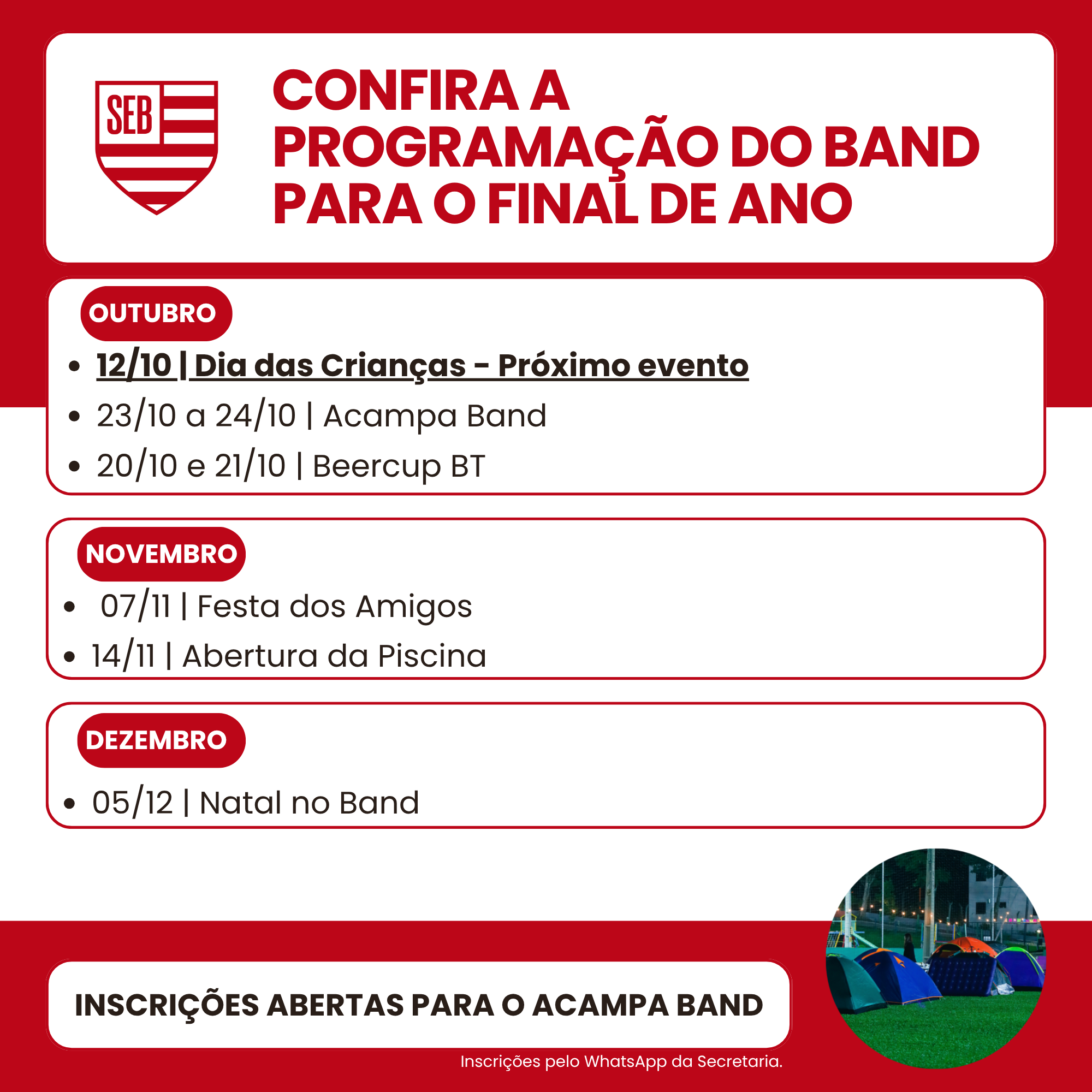 Programação de eventos para o final do ano no Band